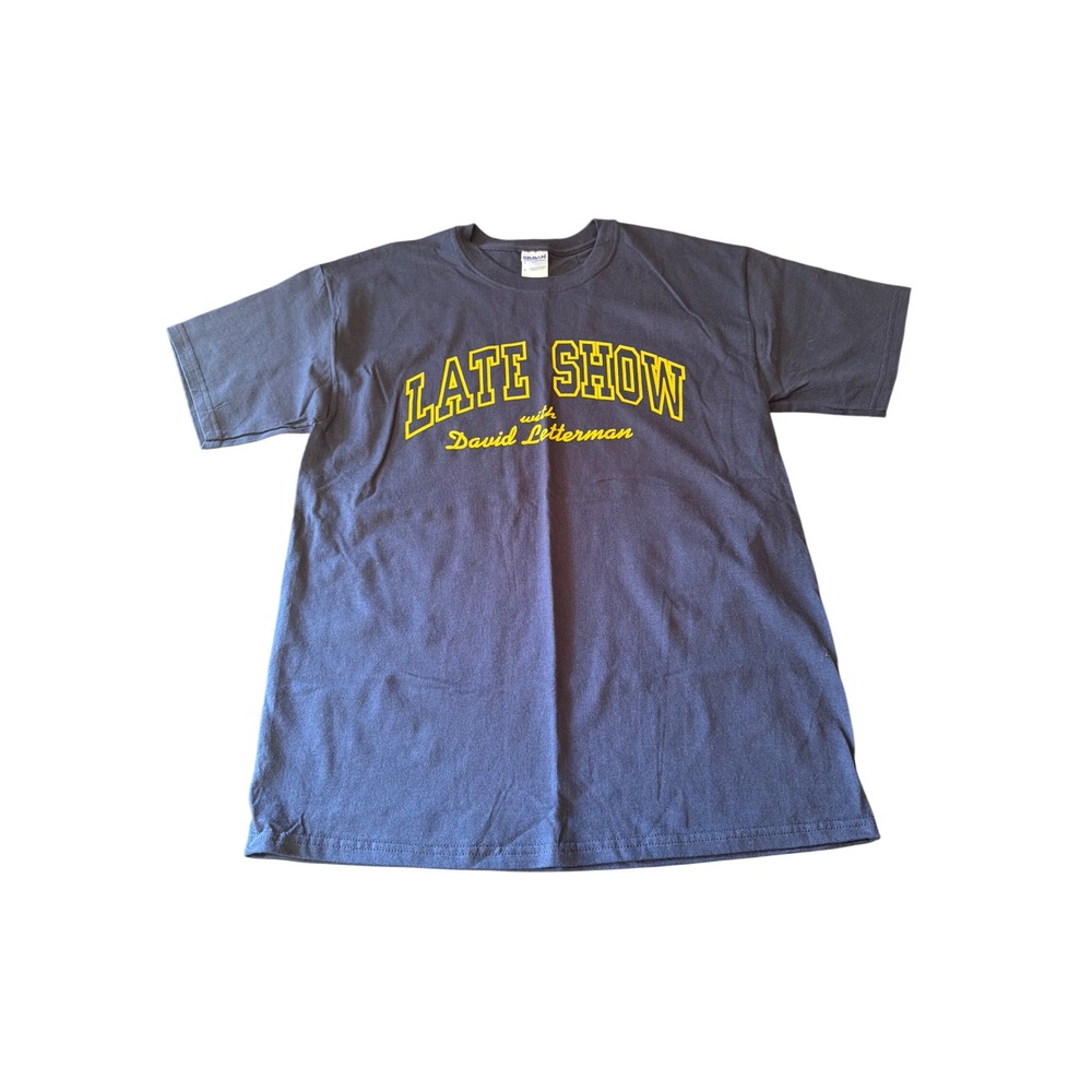 Gildan T-Shirt Navy Late Show with David Letterman Graphic Tee Large Cotton